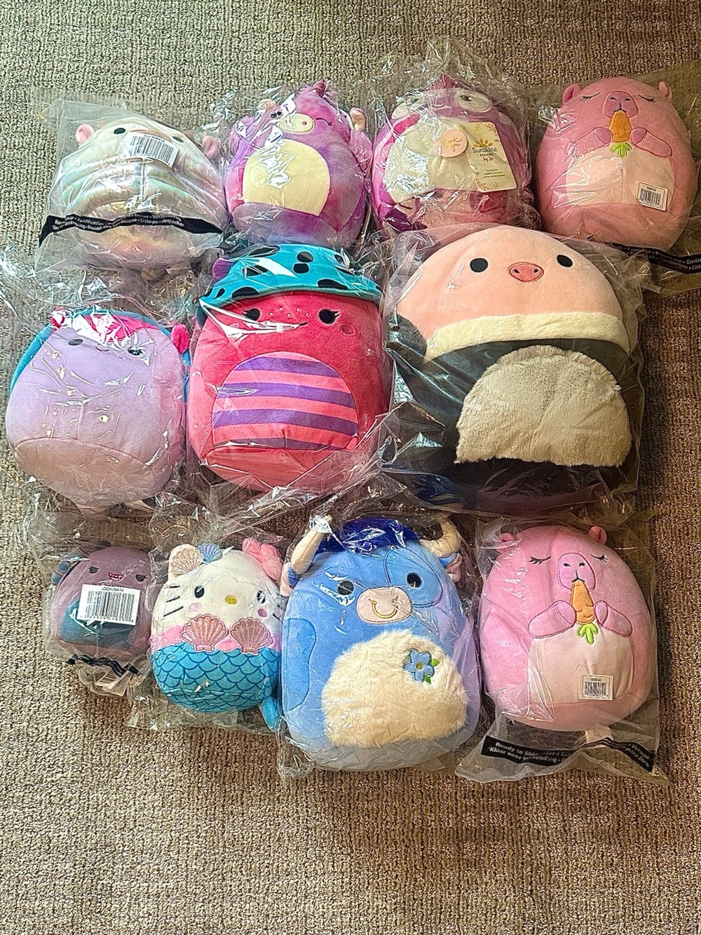 Squishmallow Bundle Lot Hello Kitty Cow Plush Pastel Collection